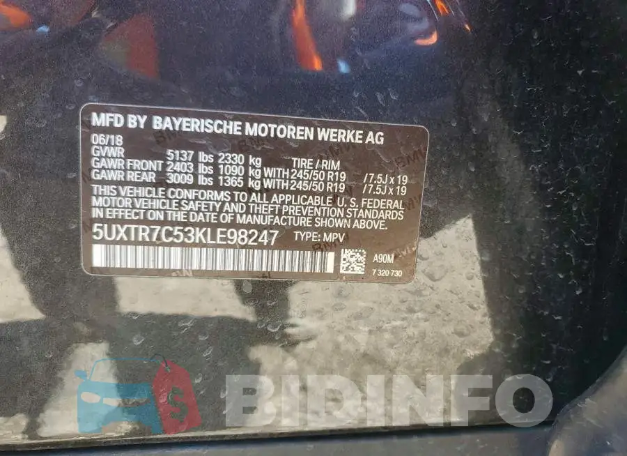 5UXTR7C53KLE98247 Photo# 13