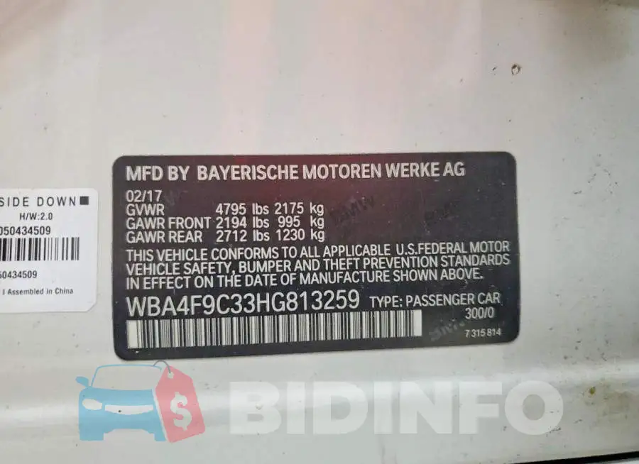WBA4F9C33HG813259 Photo# 12