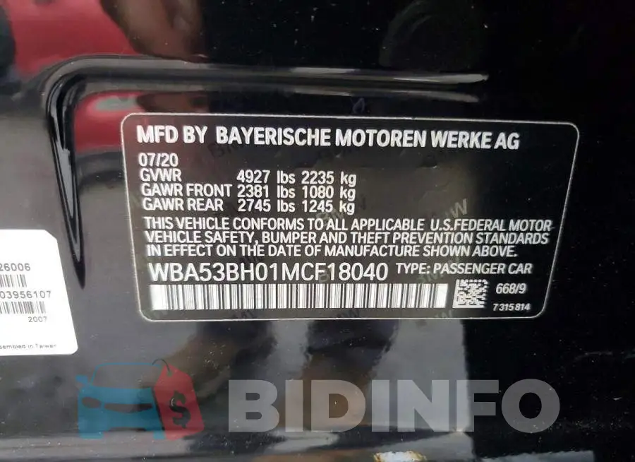 WBA53BH01MCF18040 Photo# 13