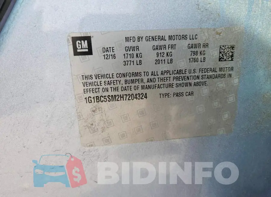 1G1BC5SM2H7204324 Photo# 12