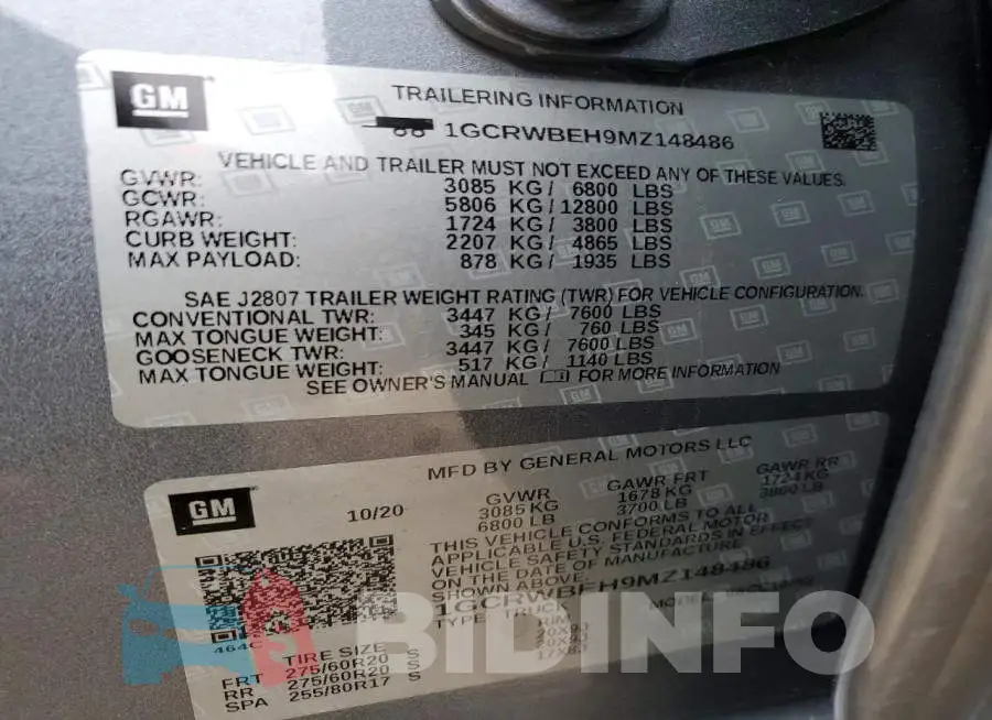 1GCRWBEH9MZ148486 Photo# 12