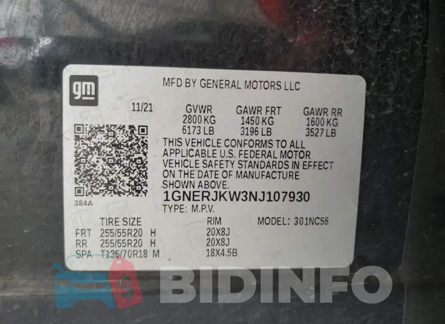 1GNERJKW3NJ107930 Photo# 13