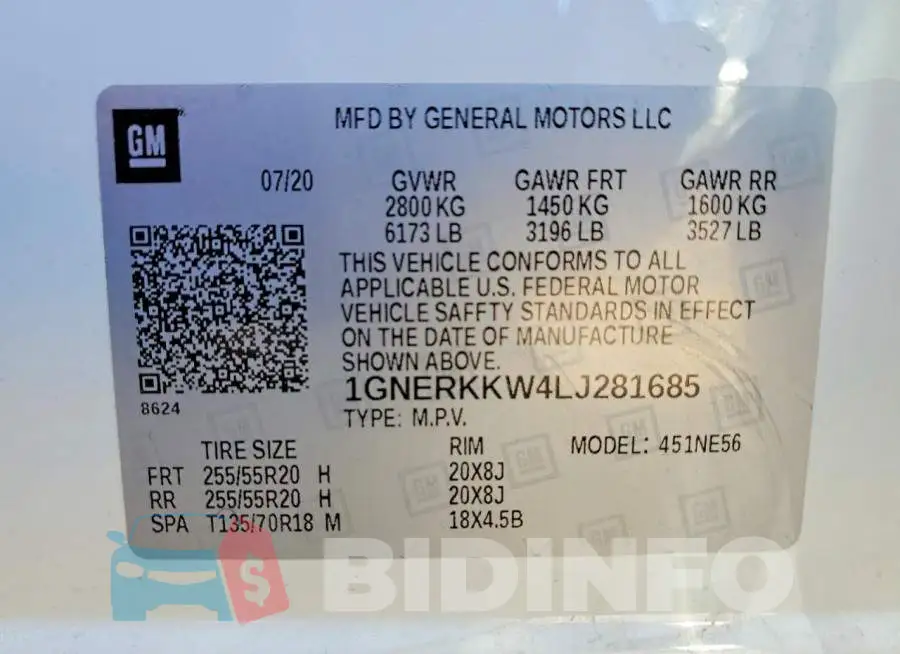 1GNERKKW4LJ281685 Photo# 14