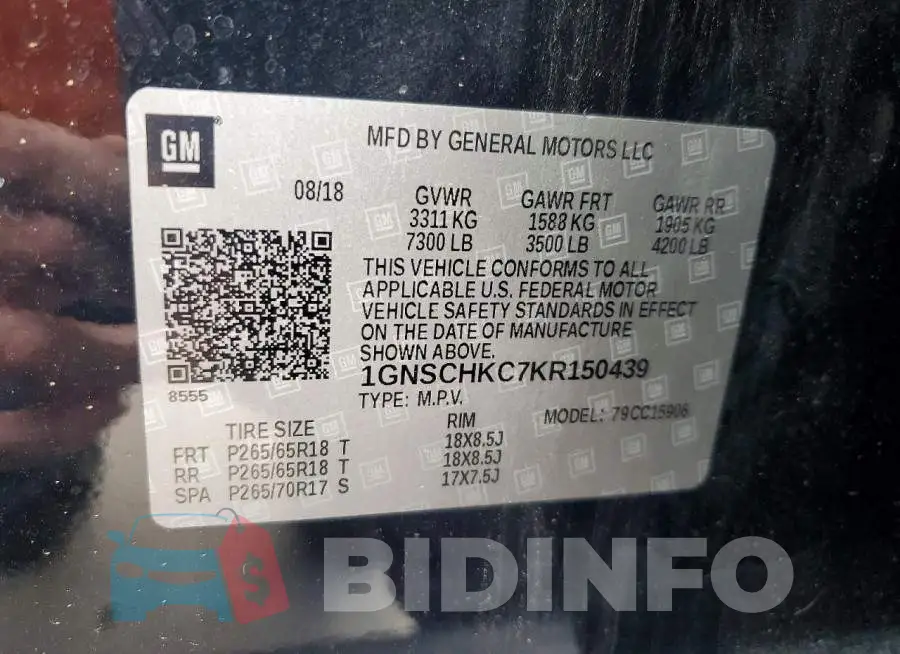 1GNSCHKC7KR150439 Photo# 13