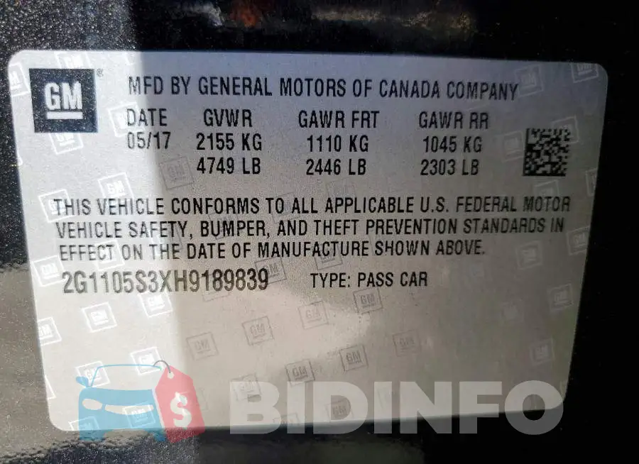 2G1105S3XH9189839 Photo# 13