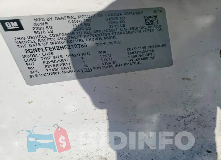 2GNFLFEK2H6210785 Photo# 13