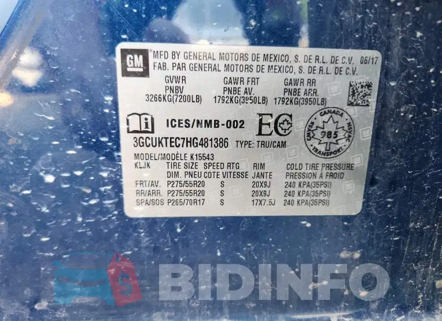 3GCUKTEC7HG481386 Photo# 12