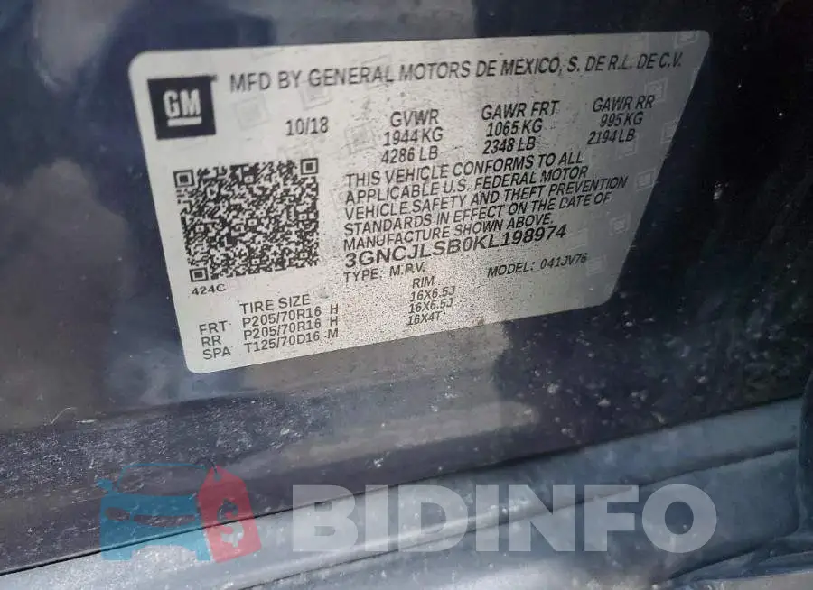 3GNCJLSB0KL198974 Photo# 13