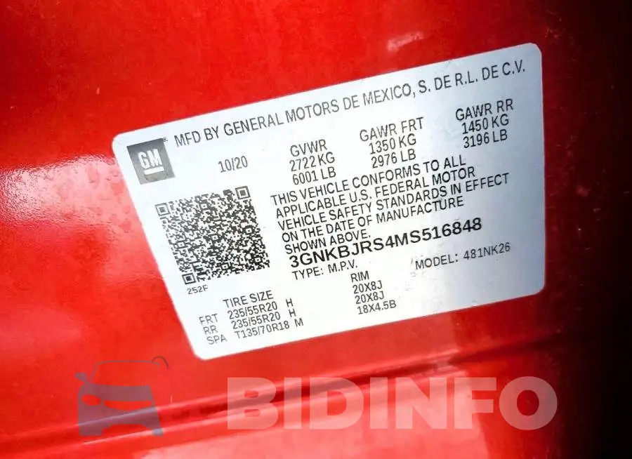 3GNKBJRS4MS516848 Photo# 14