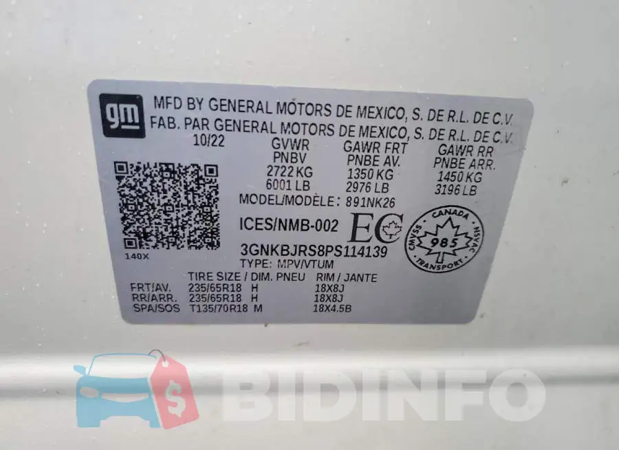 3GNKBJRS8PS114139 Photo# 13