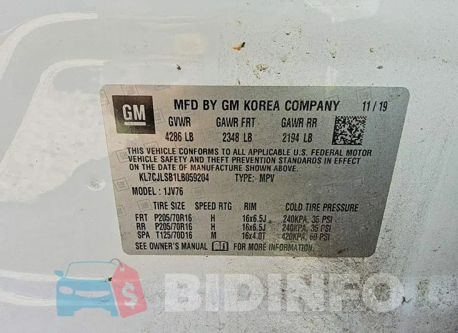 KL7CJLSB1LB059204 Photo# 13