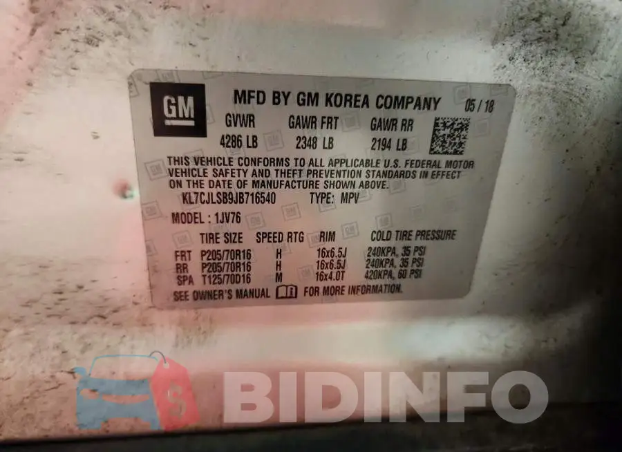 KL7CJLSB9JB716540 Photo# 14