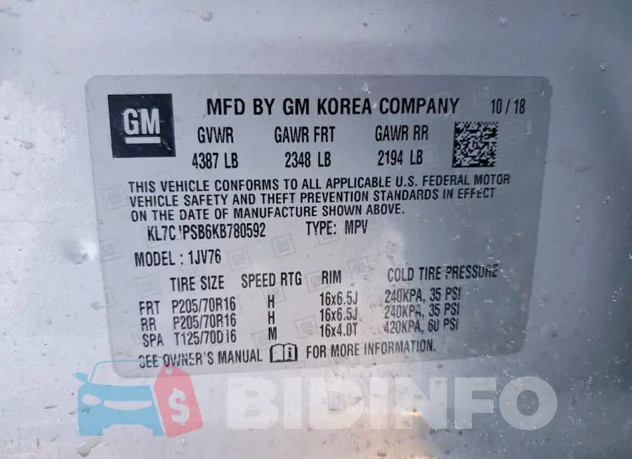 KL7CJPSB6KB780592 Photo# 13