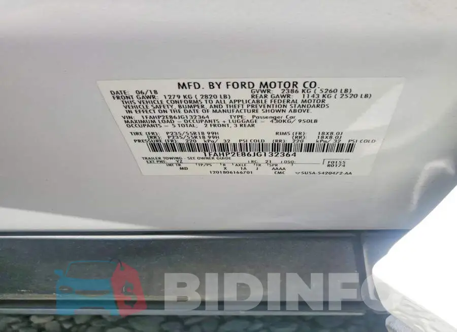 1FAHP2E86JG132364 Photo# 12