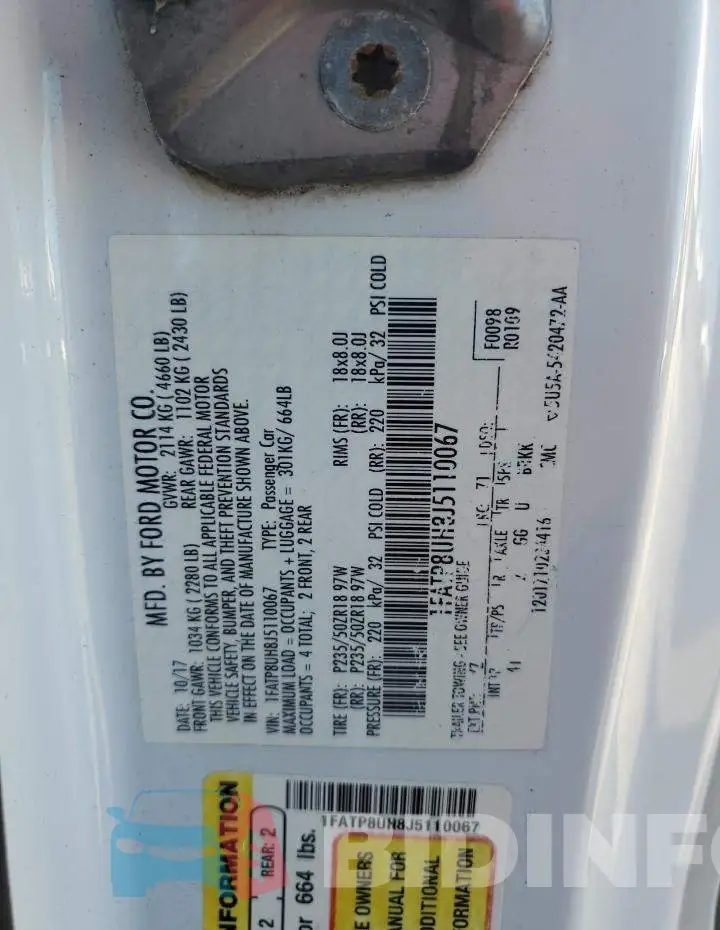 1FATP8UH8J5110067 Photo# 12