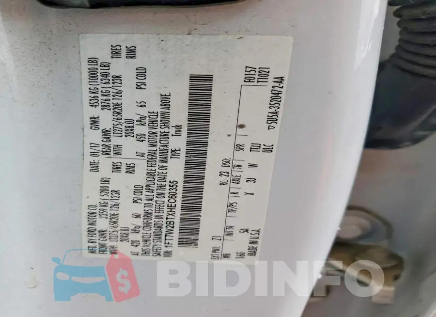 1FT7W2BTXHEC60355 Photo# 12