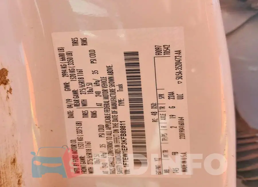 1FTEW1EP3KFB89811 Photo# 12