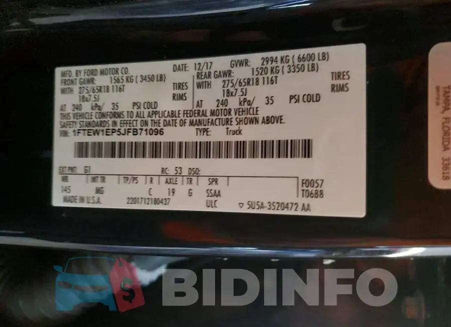 1FTEW1EP5JFB71096 Photo# 13