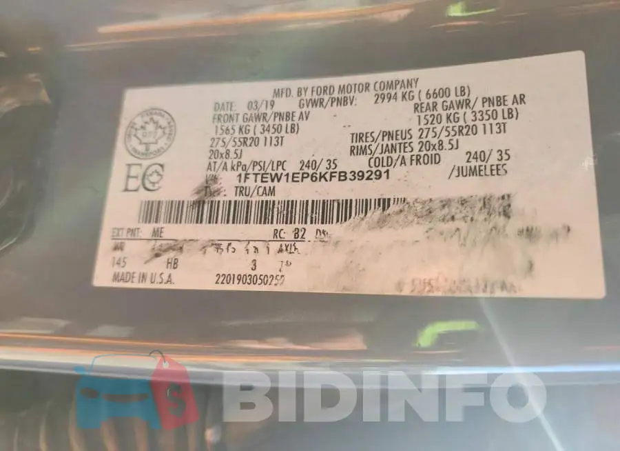 1FTEW1EP6KFB39291 Photo# 12