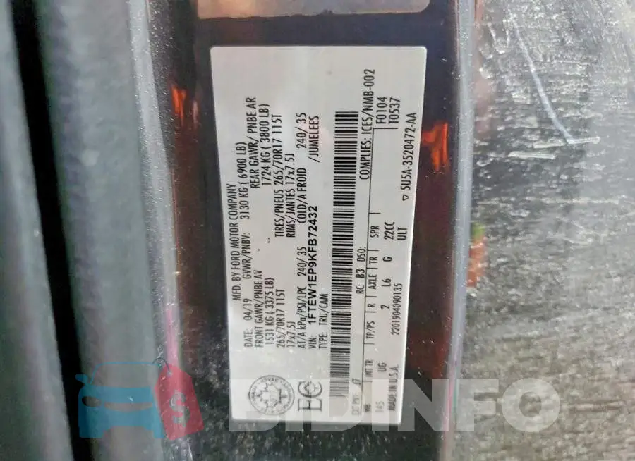1FTEW1EP9KFB72432 Photo# 12