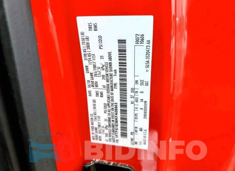 1FTFX1E56KFA08863 Photo# 12