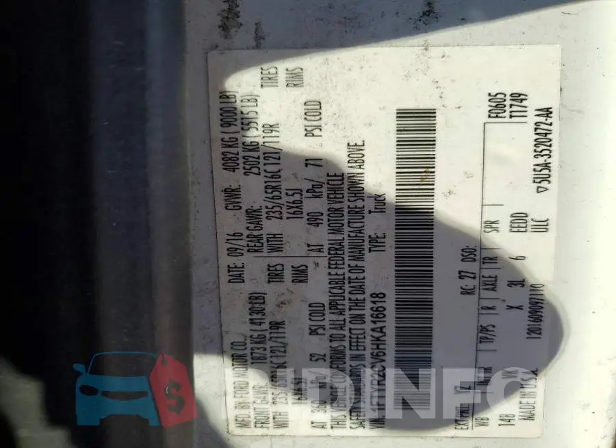 1FTYR2CV6HKA16618 Photo# 13