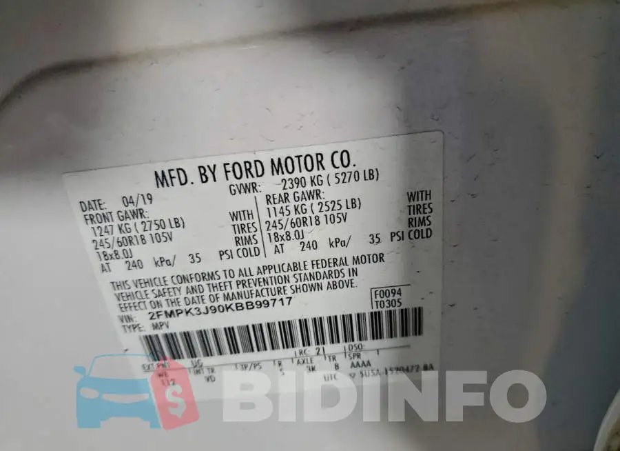 2FMPK3J90KBB99717 Photo# 14