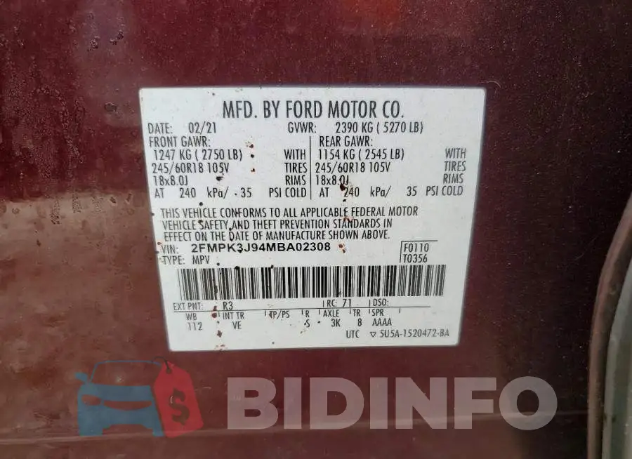 2FMPK3J94MBA02308 Photo# 12