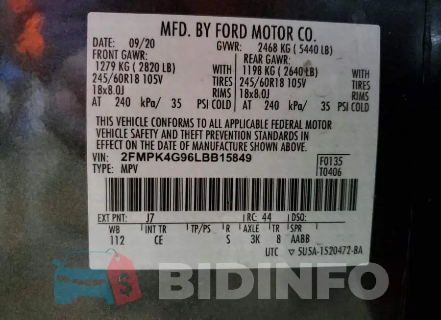 2FMPK4G96LBB15849 Photo# 13
