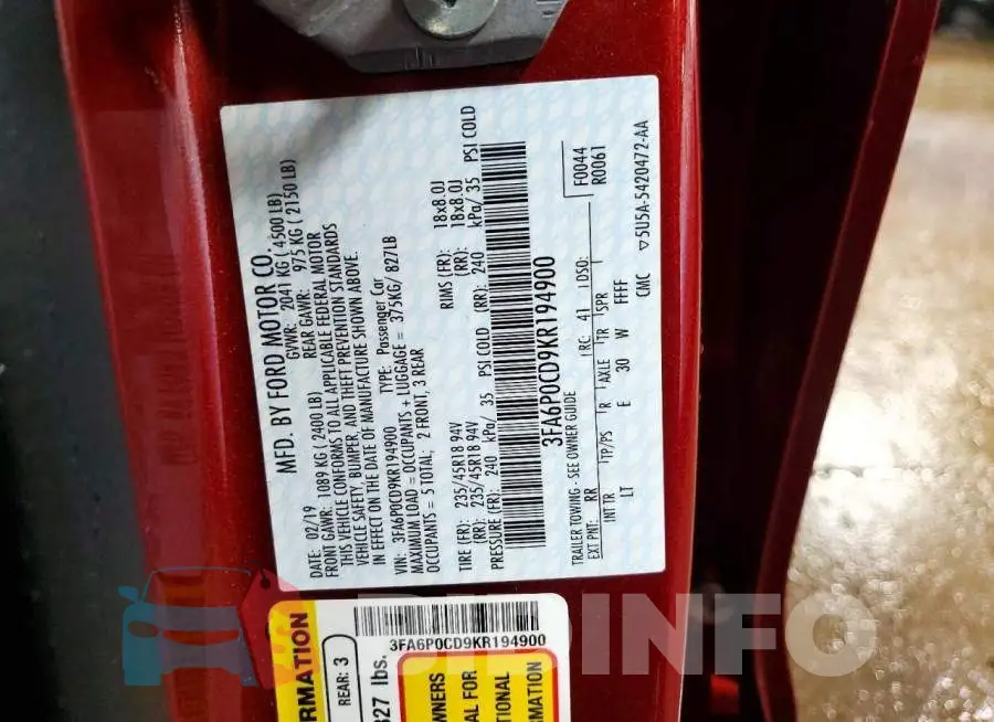 3FA6P0CD9KR194900 Photo# 12