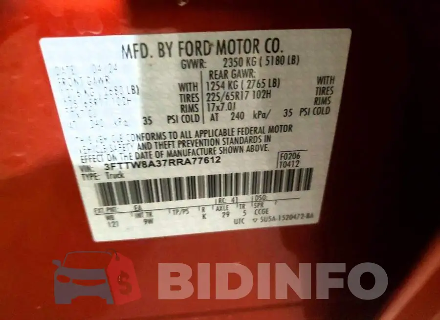 3FTTW8A37RRA77612 Photo# 12