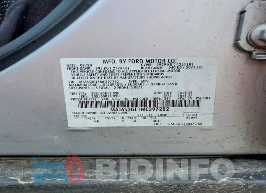 MAJ6S3GL1MC397282 Photo# 14
