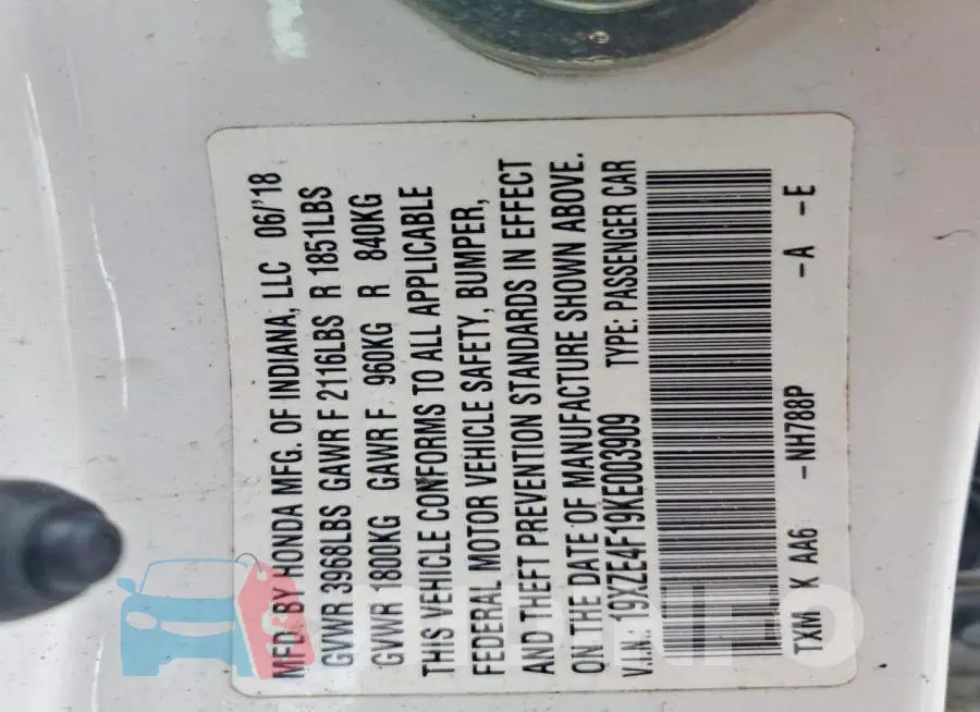 19XZE4F19KE003909 Photo# 12