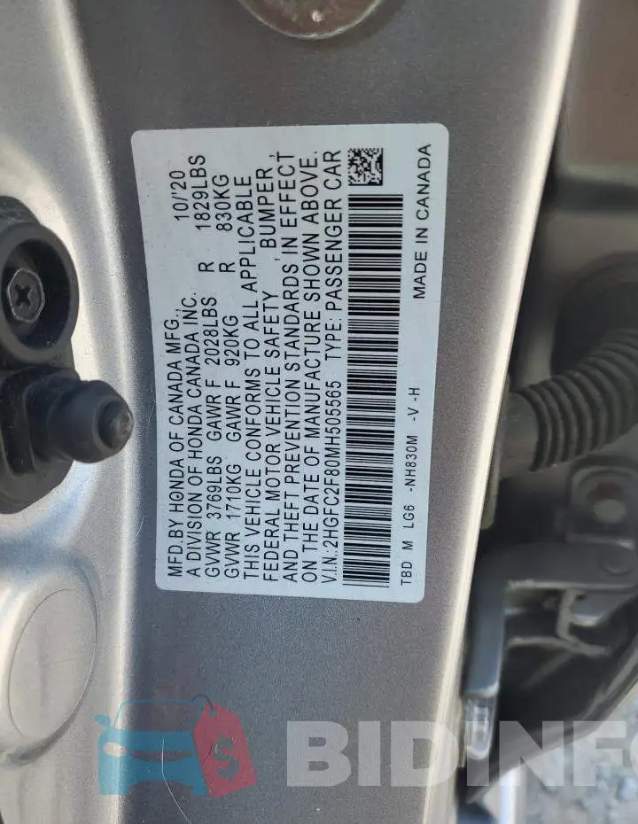 2HGFC2F80MH505565 Photo# 12