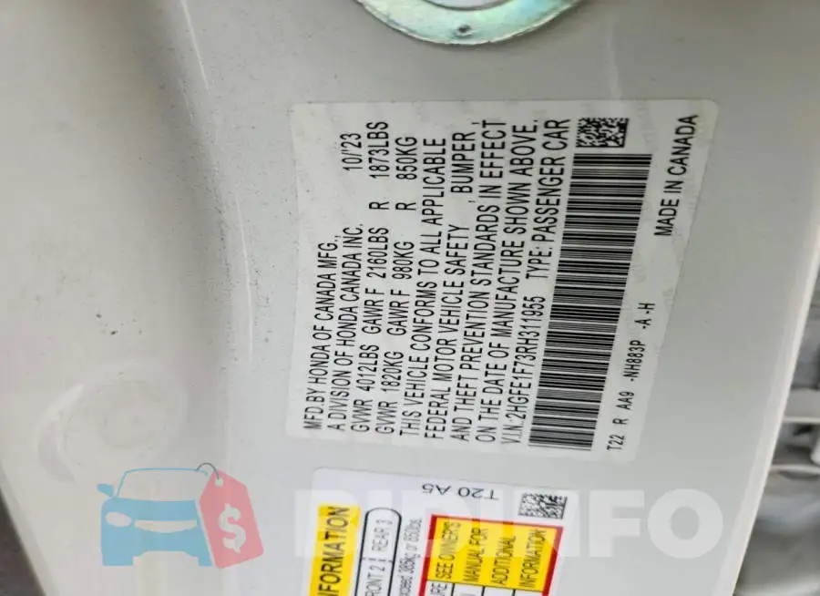 2HGFE1F73RH311955 Photo# 12