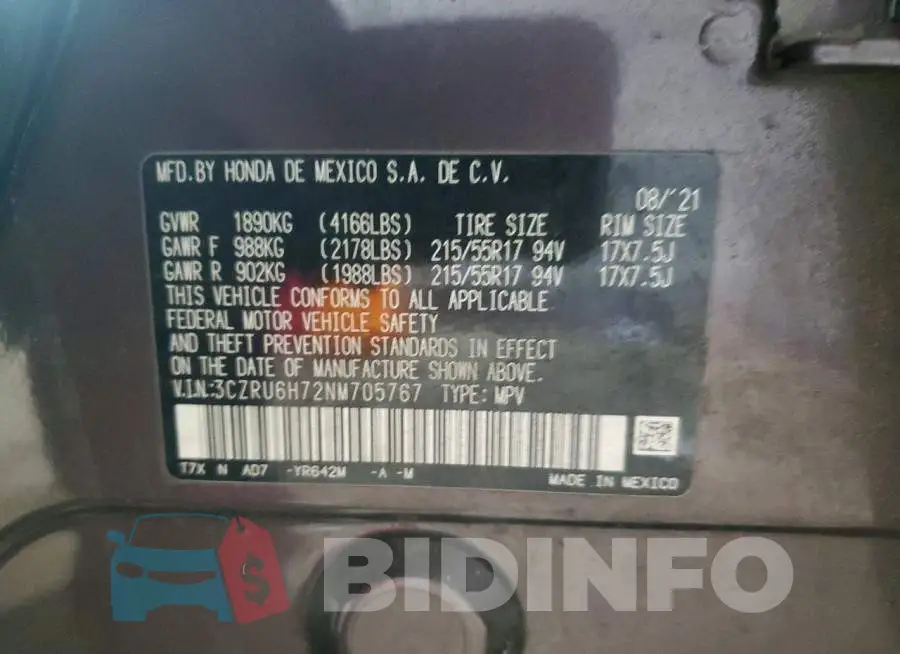 3CZRU6H72NM705767 Photo# 14