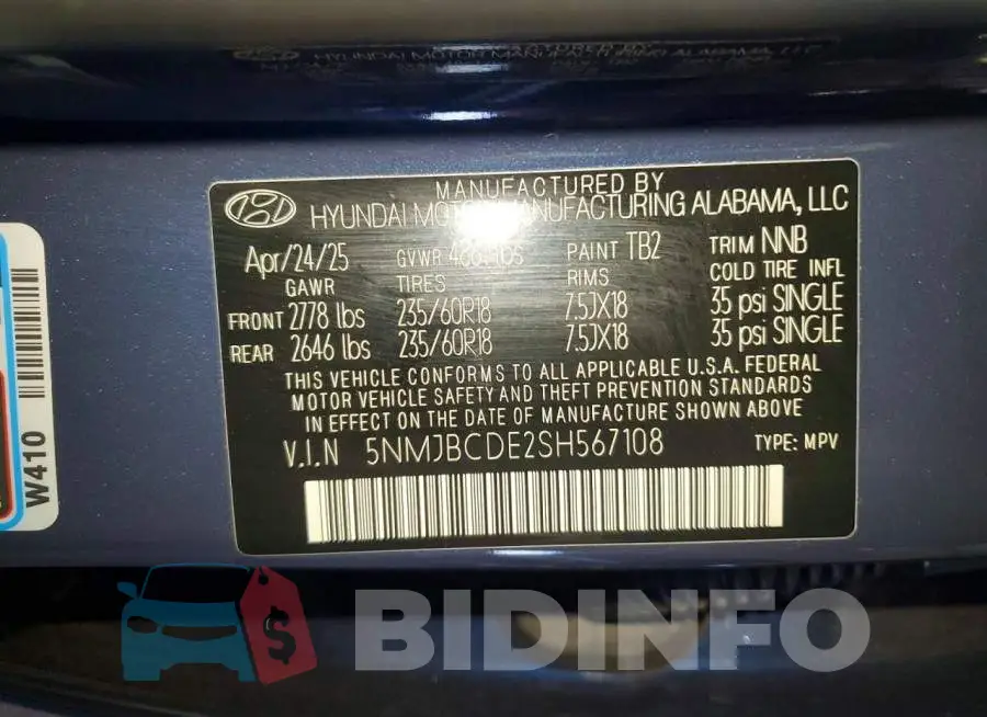 5NMJBCDE2SH567108 Photo# 12