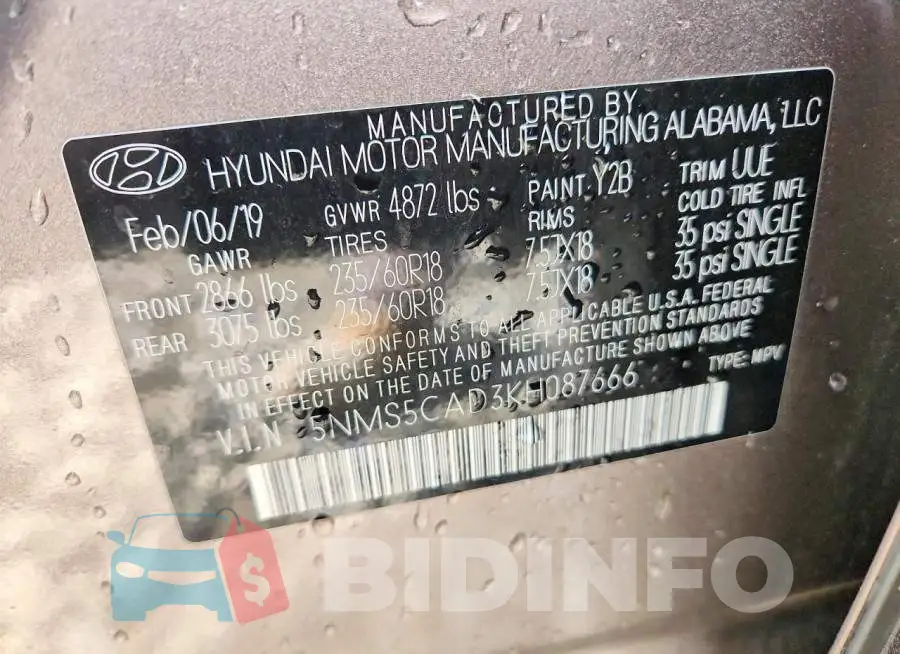 5NMS5CAD3KH087666 Photo# 13