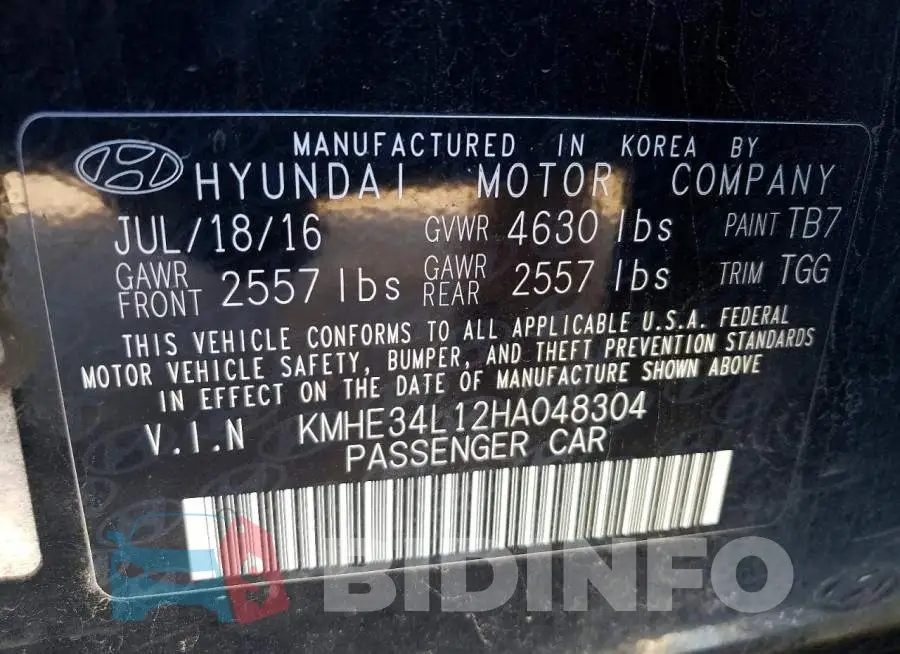 KMHE34L12HA048304 Photo# 12
