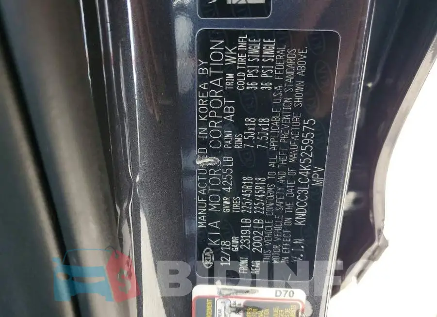 KNDCC3LC4K5259575 Photo# 12