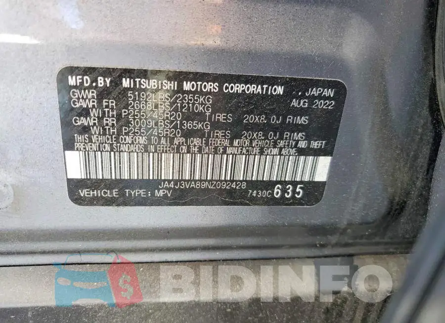 JA4J3VA89NZ092428 Photo# 14
