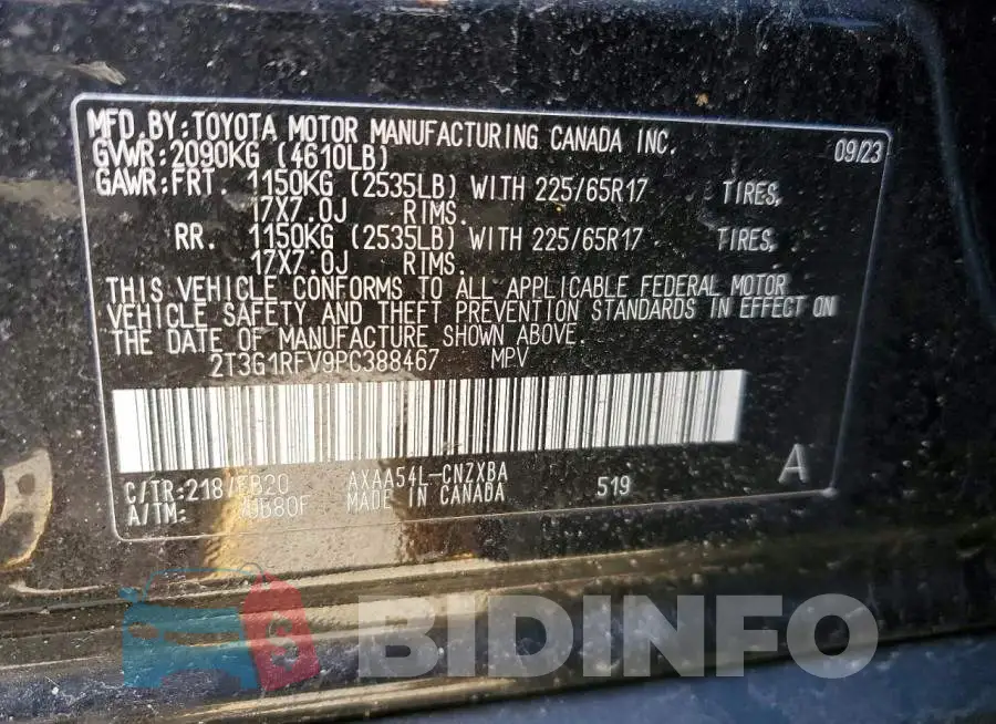 2T3G1RFV9PC388467 Photo# 13