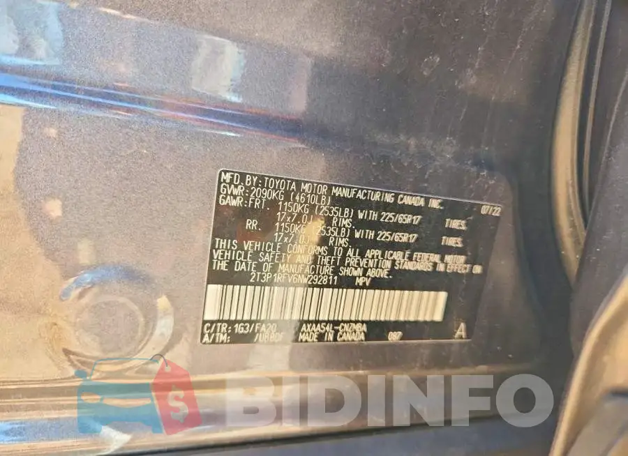 2T3P1RFV6NW292811 Photo# 13