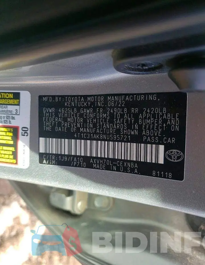 4T1C31AK8NU595721 Photo# 12