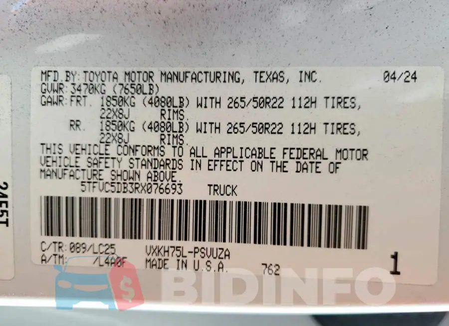 5TFVC5DB3RX076693 Photo# 13