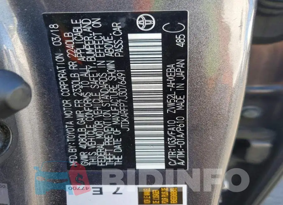 JTDKARFP7J3076491 Photo# 12