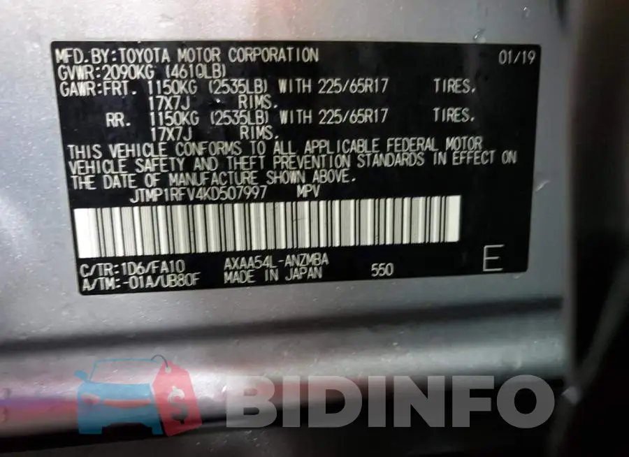JTMP1RFV4KD507997 Photo# 14