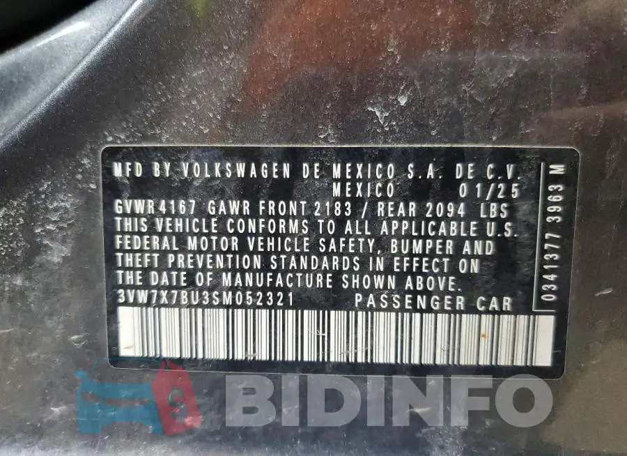 3VW7X7BU3SM052321 Photo# 12