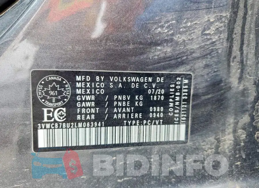 3VWCB7BU2LM063941 Photo# 13