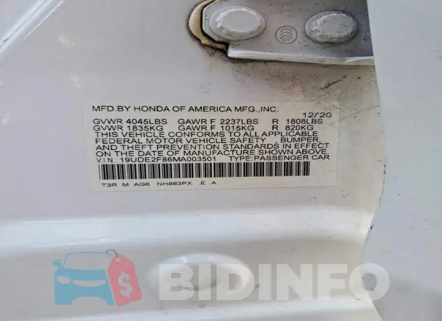 19UDE2F86MA003501 Photo# 12